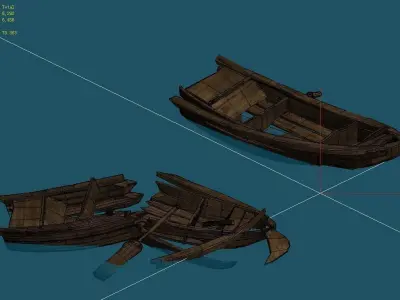 Game Traffic - Small wooden boat 3D model