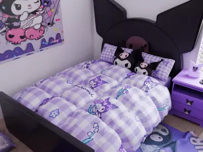Kuromi Bedroom Blender Scene - DAY and NIGHT 3D model