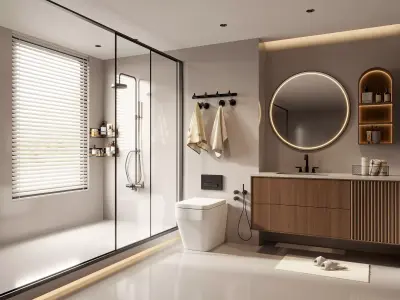 Luxury family bathroom shower room 3D model