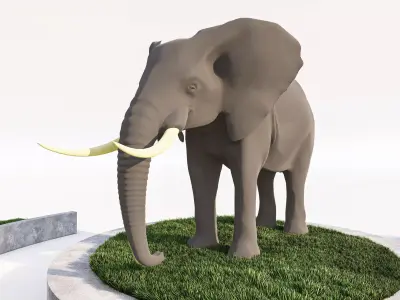 Elephant sculpture Landscape Centerpiece Low-poly 3D model