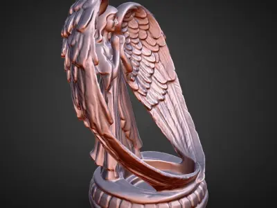 angel praying tea light candle holder 3D print model