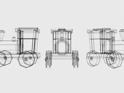 toy locomotive colorful Low-poly 3D model