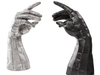 Metal patch hand sculpture Low-poly 3D model