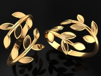 Women Ring 41 light weight leaf style ring band for women 3D print model