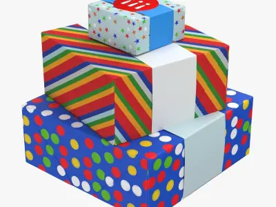 Hallmark Gift Boxes with Wrap Bands 3D model