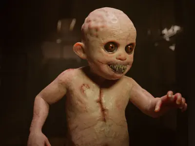 The Scary Baby game character for Horror and Fantasy games Low-poly 3D model