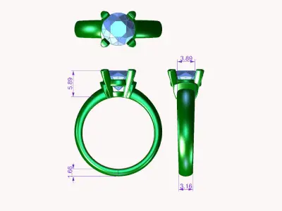 dmc-09 solitaire engagement ring gold 3D print model