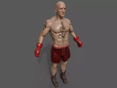 Boxing man model Low-poly 3D model