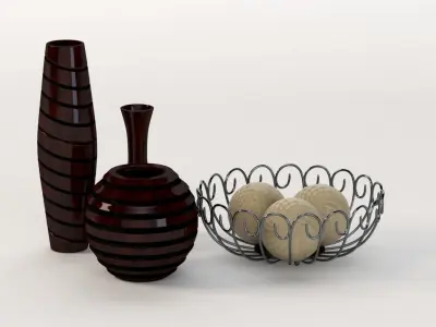 Office Decor Table Centerpiece Vases and Bowls 3D model