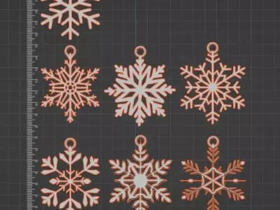 7 Printable Snowflakes - Christmas Tree Decorations 3D print model