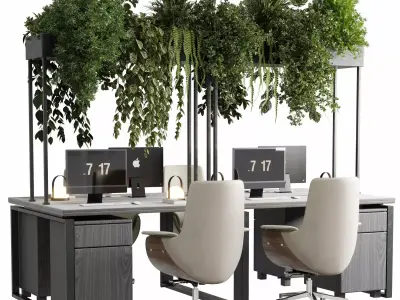 Workplace - Home offfice set - Employee desk 32  3D model