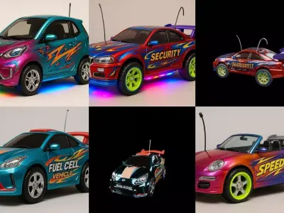 Controled Car bundle 10 pack 100 glb 3D model