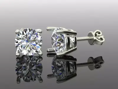 Women Diamond Earrings 3D print model 58