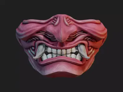 Hannya Samurai Oni Half Mask  3D print model