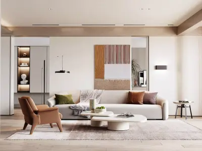 Modern Living Room Interior Scene 3D model
