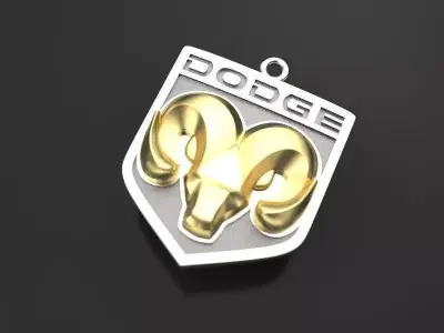DODGE-KEYCHAIN silver and gold badge with rams 3D print model
