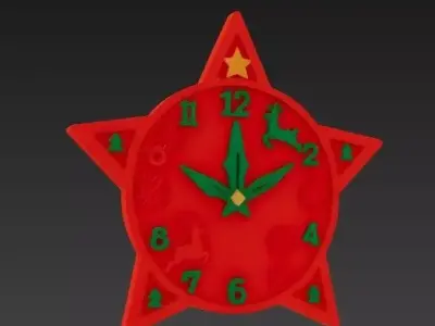 Christmas Star Wall Clock  3D Printed Holiday Decor 3D print model