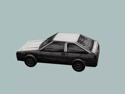 1986 Toyota Corolla Initial D Cartoon Low-poly 3D model