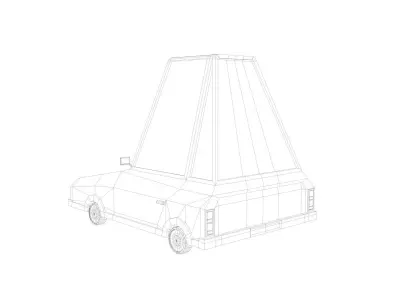 Blue L - Low poly cartoon car 3D model