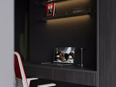 Modern living room dining room interior scenes 445 3D model