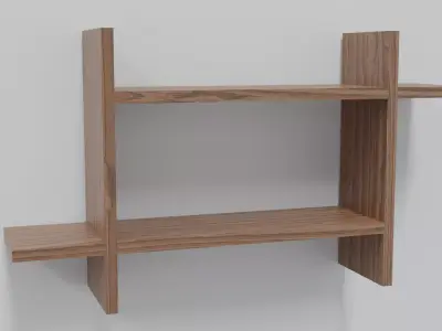 Wooden Shelf 3D model Free low-poly 3D model