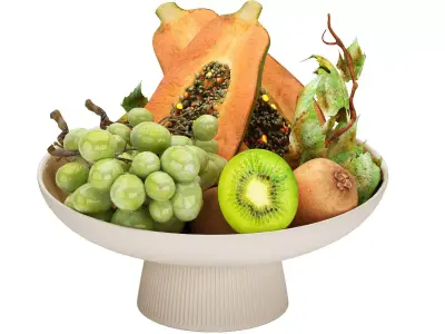bowl of tropical fruits 18 3D model