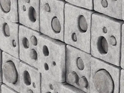 Stone panel cube hole 3D model