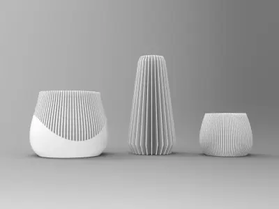 Three decorative vases 3D print model