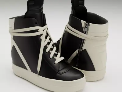 Sneakers Rick Owens Geobasket Converse Black Low-poly 3D model