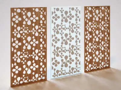 Partition three wooden panels 3D model