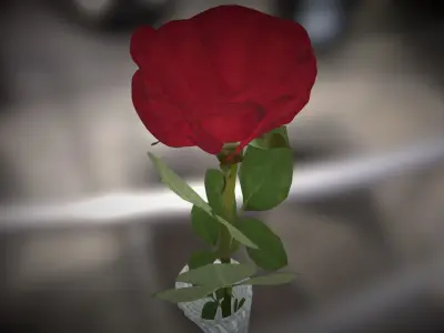 Vase with rose Low-poly 3D model