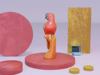 Parrot Macaw statuette  Low-poly 3D model