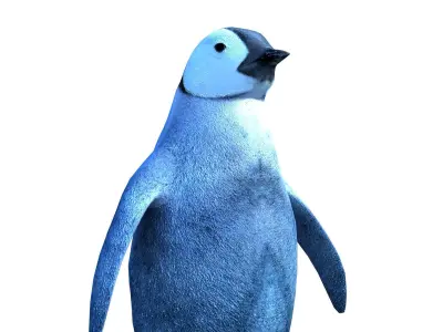 Emperor penguin family Low-poly 3D model