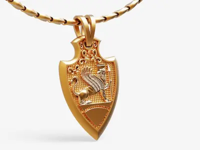 Finged Lion Pendant Silver Gold  Print 3D print model
