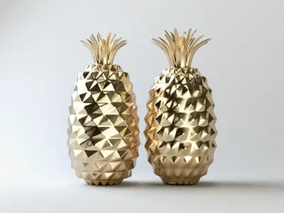 Golden Pineapple Decorations 3D model