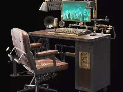 Steampunk Style Workplace 3D model