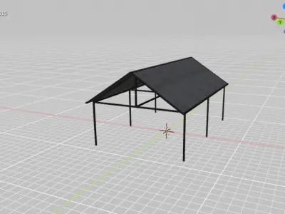 CarPort metal structure in middle of grassy field Free low-poly 3D model