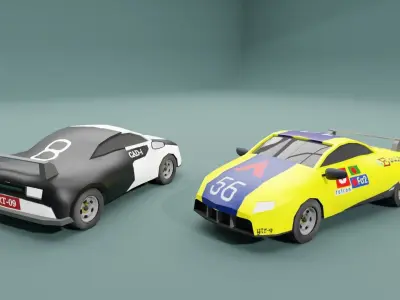 Stylized low poly car Low-poly 3D model