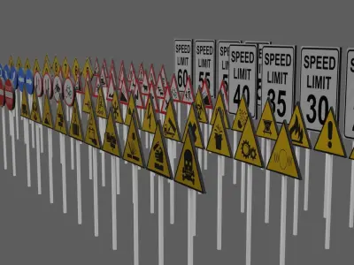 package low poly  traffic signs Low-poly 3D model
