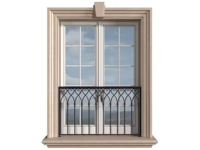 Classic facade window with French balcony 3D model