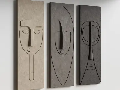 Abstract faces wall decor 3D model