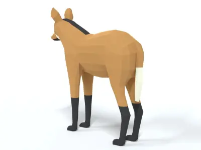 Low Poly Cartoon Maned Wolf Low-poly 3D model