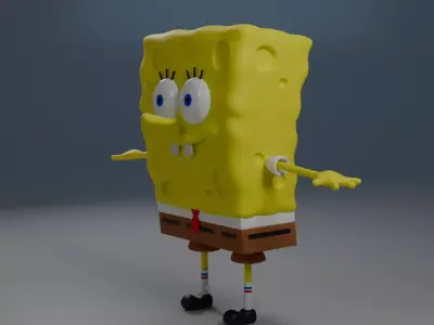 Spongebob and Patrick With Krabby Patty Wagon 3D model