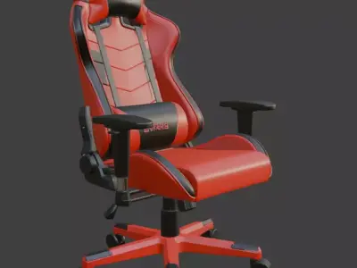 Red Gaming Chair DXRacer-Style High Detail PBR 3D Model 3D model