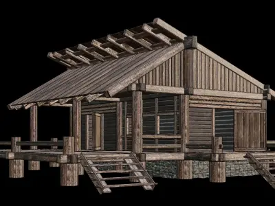 Medieval Houses 16 - 4K Textures Game Ready Low-poly 3D model