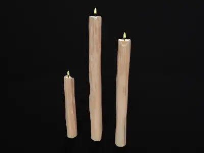 Thin Melted Candles Low-poly 3D model