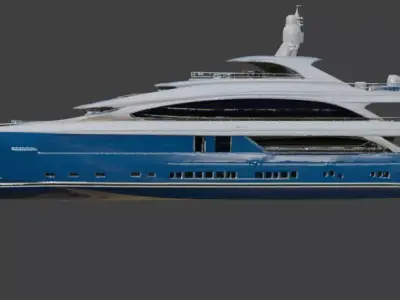 Luxury Ocean Blue Sport Yacht 3D Model 3D model