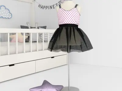 Bed - house with accessories for children 3D model