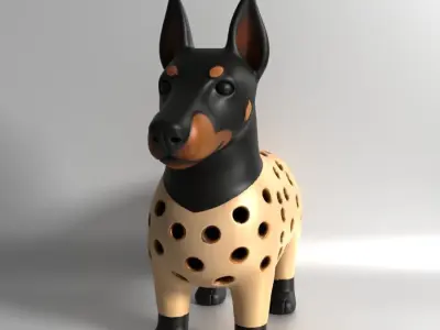 Doberman dog Sprouter Seed Chia Radish Lentil Germinator toy 3D print model