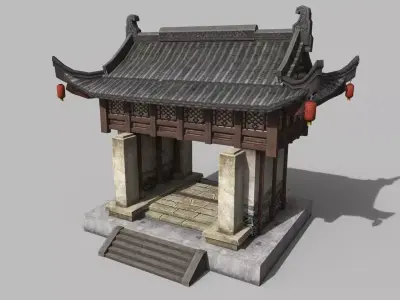 Chinese style wooden doors 3D model